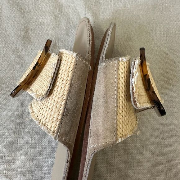 DEFINERY Loop Buckle Raffia Sandals in White ITALY MADE - Picture 6 of 11